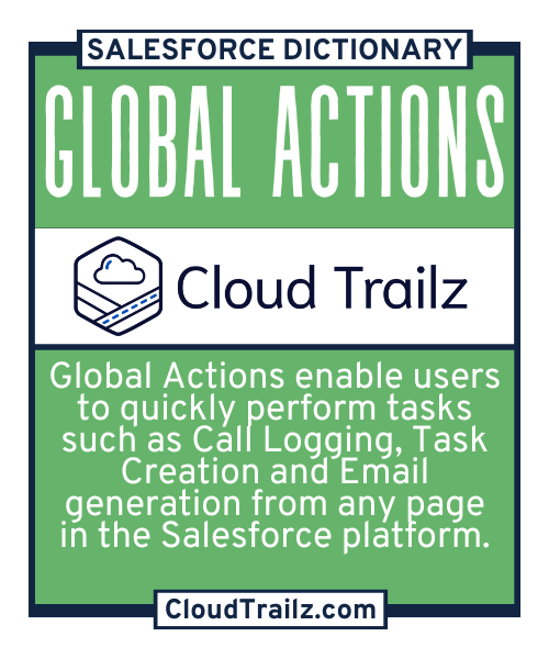 Salesforce Global Actions interface for creating records and logging calls