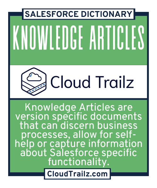 Salesforce Knowledge Articles interface displaying article details