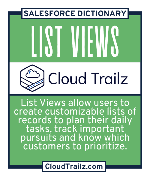 Salesforce List View displaying filtered records with editable columns and action buttons
