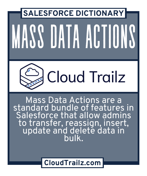 Salesforce Mass Data Actions interface for bulk record updates and deletions