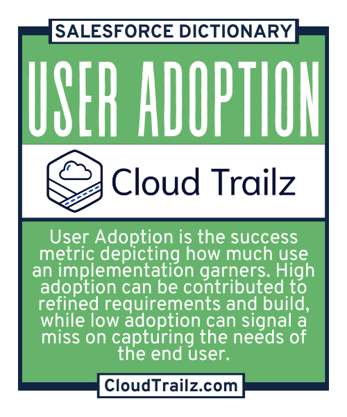 Salesforce User Adoption dashboard displaying training modules, onboarding progress, and user engagement metrics.